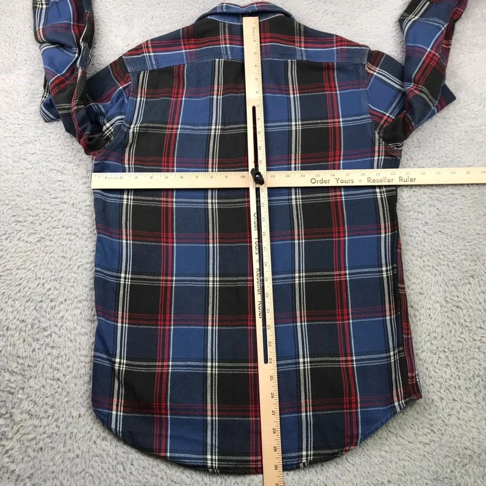 Polo Ralph Lauren Shirt Mens S Blue Plaid Flannel Button Up Pocket Long Sleeve
